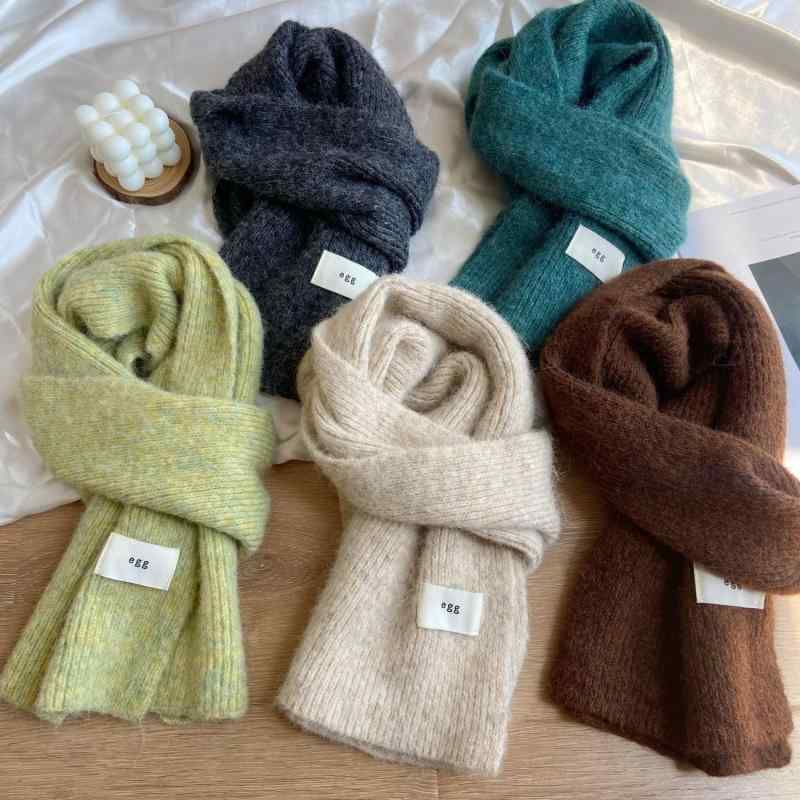 マフラー ストール レディース 秋冬 保温 仿羊绒 纯色 ニット 韓国 ファッション クリーム色 オートミ..