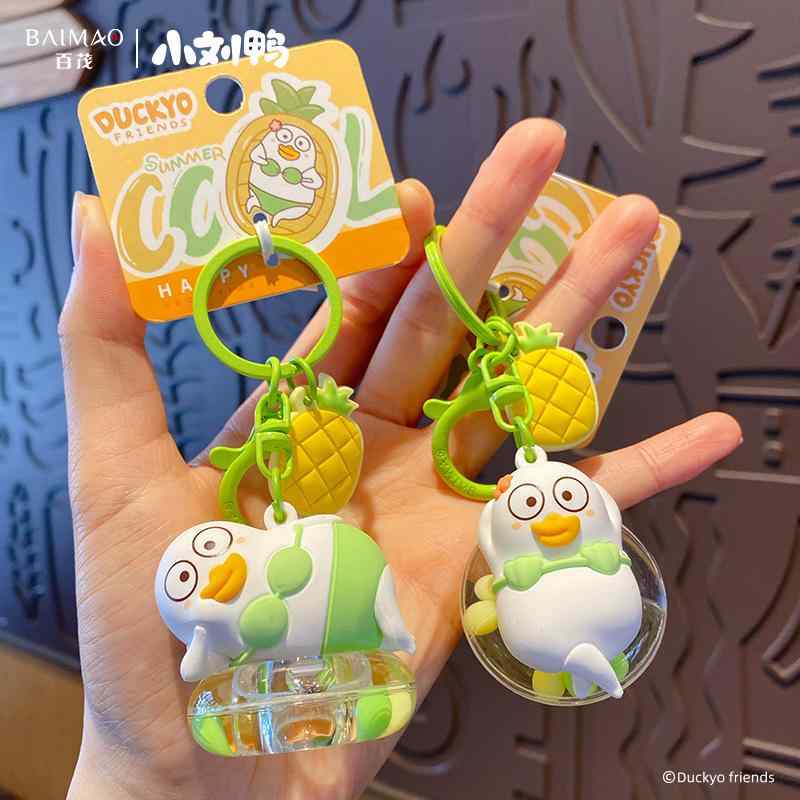 キーホルダー レディース かわいい アクリル バッグチャーム カップル 友人 家族 ギフト アヒル PVC 金..