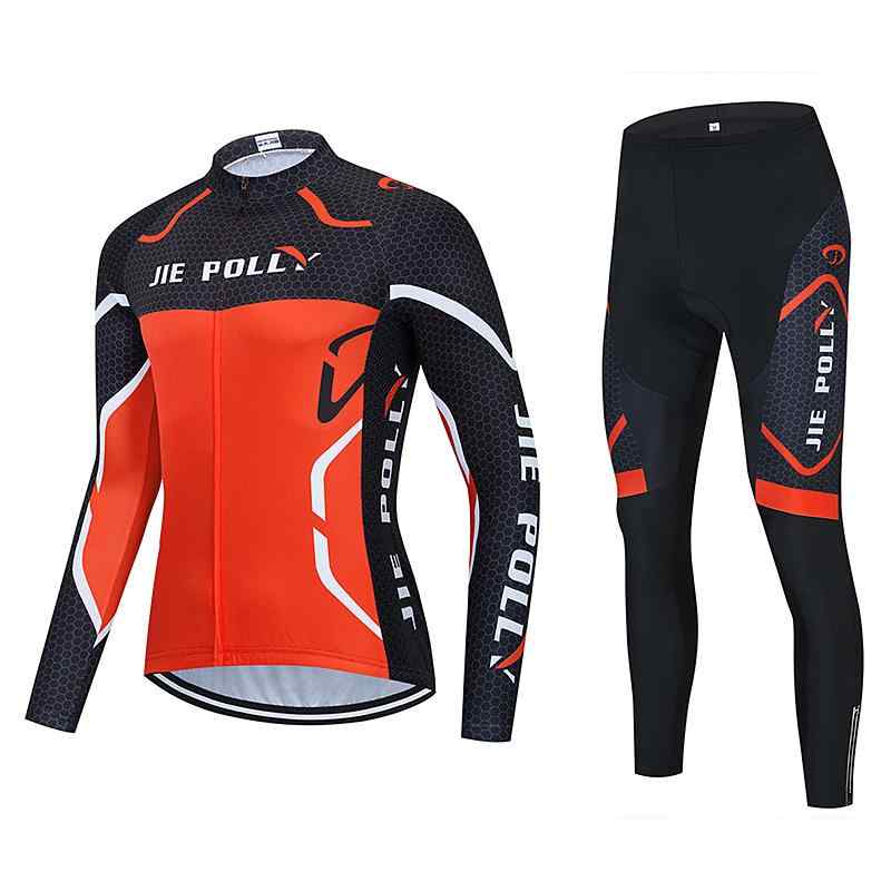サイクルウェア 長袖 セットアップ 厚手シリコンパッド 男性用 女性用 通気性 吸湿速乾 保温 サイクル..