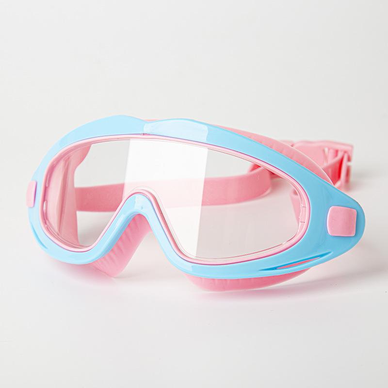 水泳ゴーグル キッズ 子供用 大判フレーム 水中メガネ 防水 スイミング ゴーグル 天 ब्लू ブラック ピ..