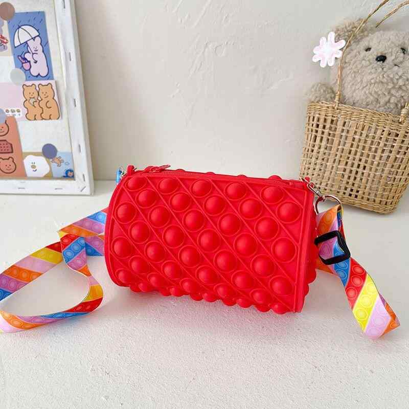 バッグ キッズ 子供用 シリコン ショルダーバッグ おもちゃ プッシュポップ バブル ストライプ ポシェ..