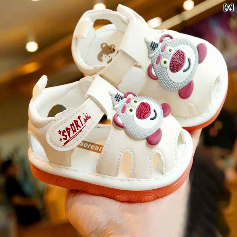 ベビー サンダル 男の子 女の子 1歳 2歳 歩き始め 練習靴 笛付き 音が鳴る 滑り止め 柔らかい 靴底 通..