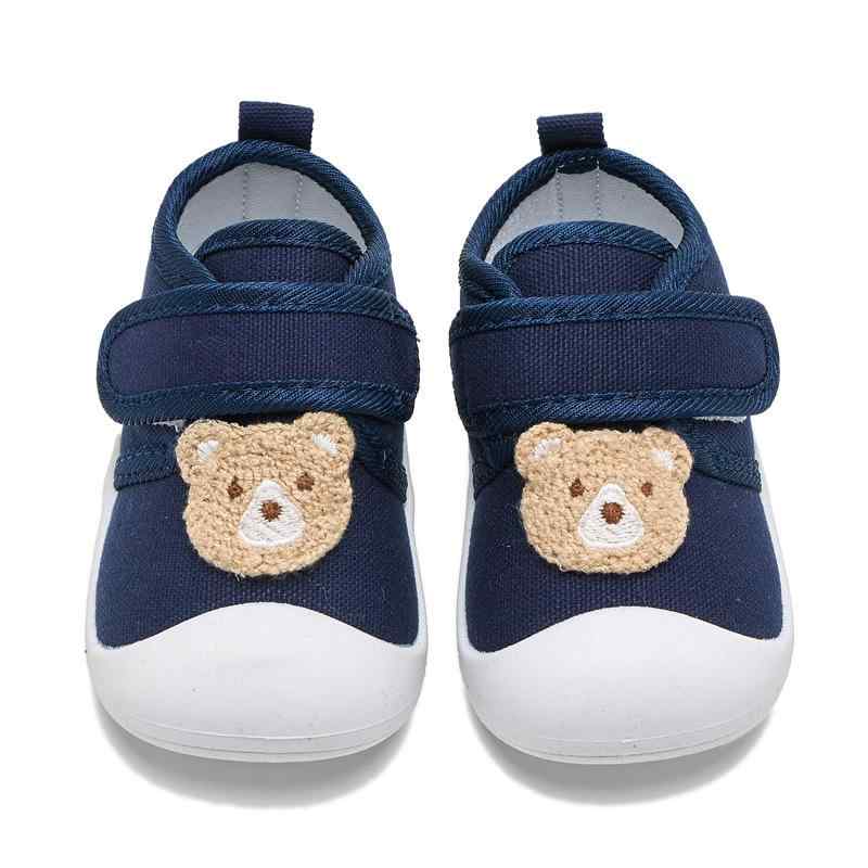 ベビーシューズ 春秋 歩行練習靴 かわいい 小熊 幼児 衝撃吸収 滑り止め 通気性 キャンバス スニーカー..