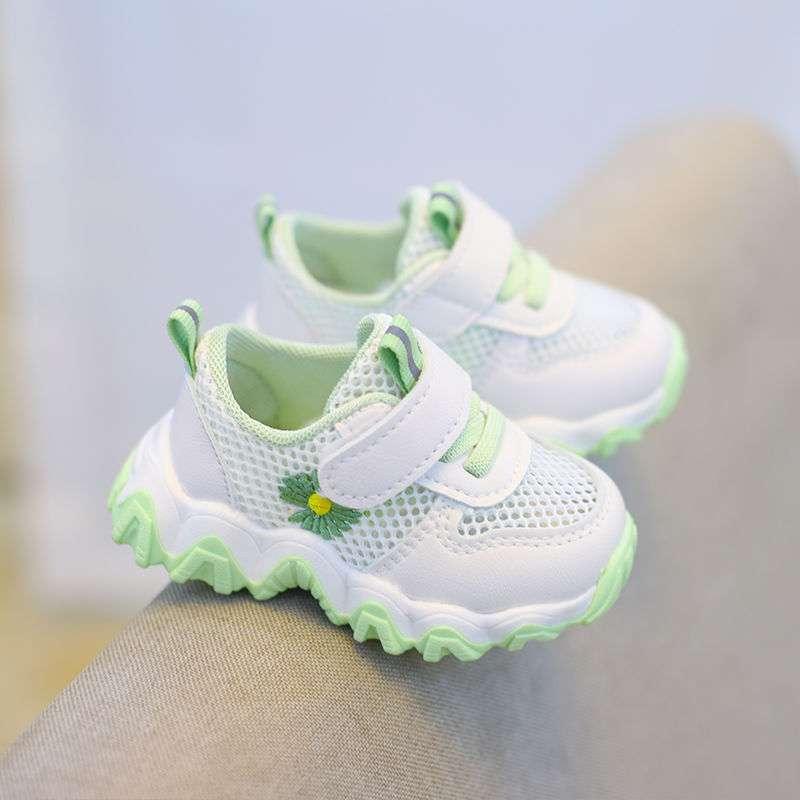 ベビー シューズ 春夏 メッシュ ベビーシューズ 柔らかい靴底 滑り止め 歩行練習 12ヶ月 18ヶ月 2歳 3歳 ピンク系 グリンー系