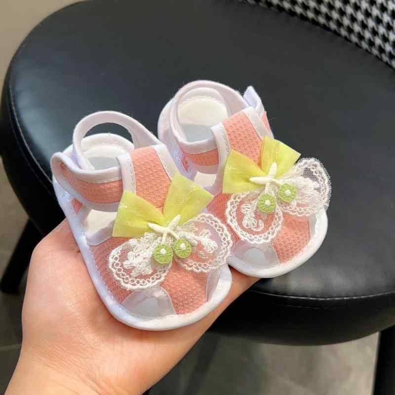 ベビー サンダル 女の子 0歳 1歳 布製 柔らかい 滑り止め 公主風 ピンク系 グリーン系 イエロー系 かわいい 通気性