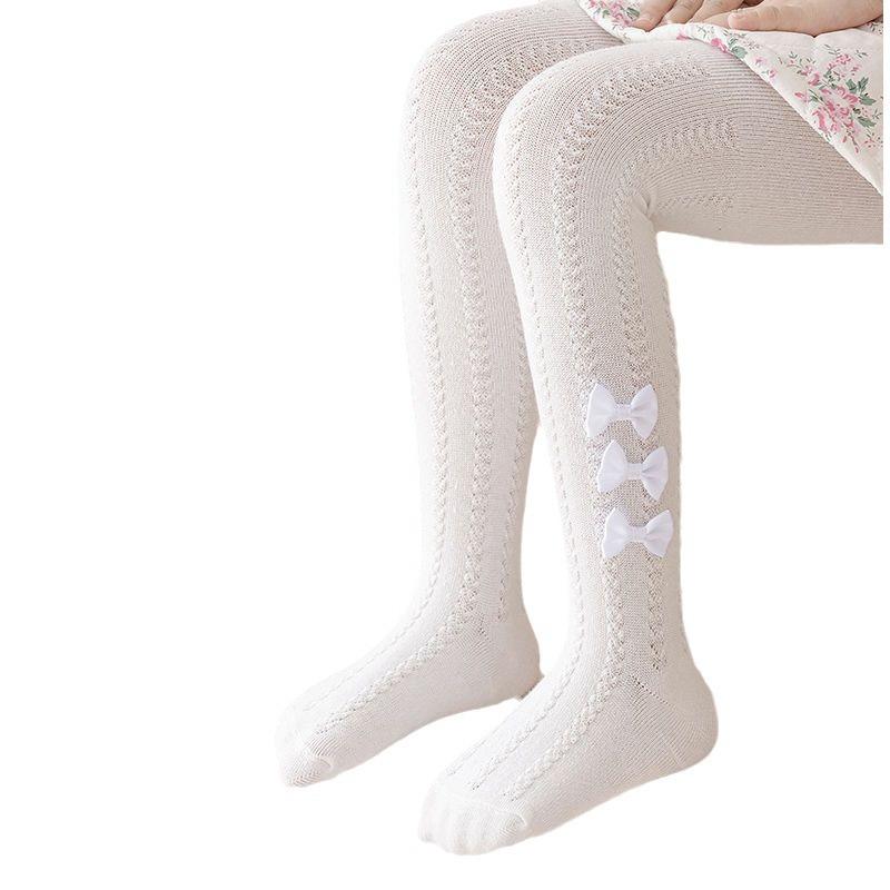 レギンス 子供 春秋 提花 タイツ 女児 白 ロリータ風 綿 薄手 ベビー 靴下