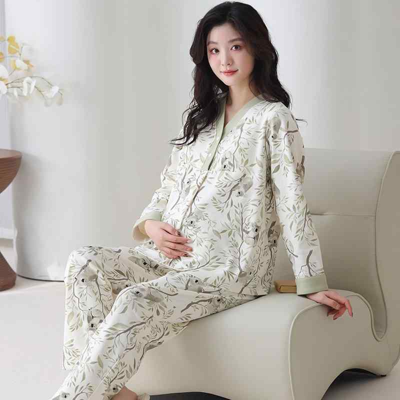 マタニティ パジャマ レディース 授乳服 春秋 長袖 綿 和風 前開き 大きいサイズ 産前 産後 ルームウェ..