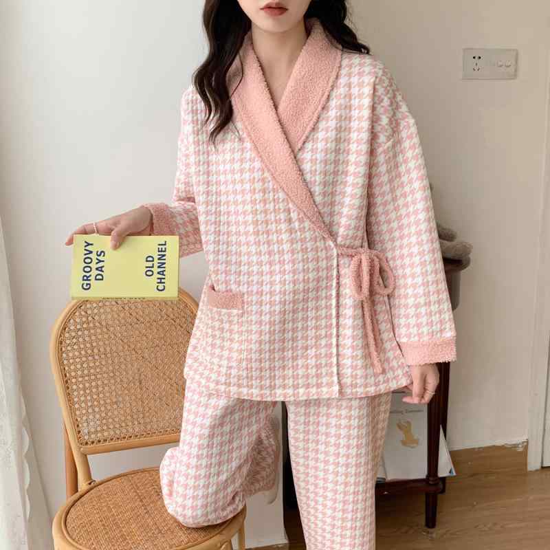 パジャマ レディース 秋冬 加厚 夹棉 コットン 産後 授乳服 和風 ルームウェア 保温 長袖 長ズボン 大..