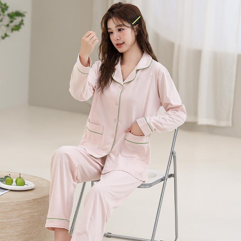 マタニティウェア レディース 授乳服 純綿 産後 パジャマ セットアップ 長袖 長ズボン 春秋 ルームウェ..