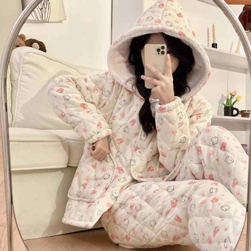 マタニティ レディース パジャマ 秋冬 産後 三層 あったか 寝巻き 厚手 授乳 ルームウェア 部屋着 長袖..