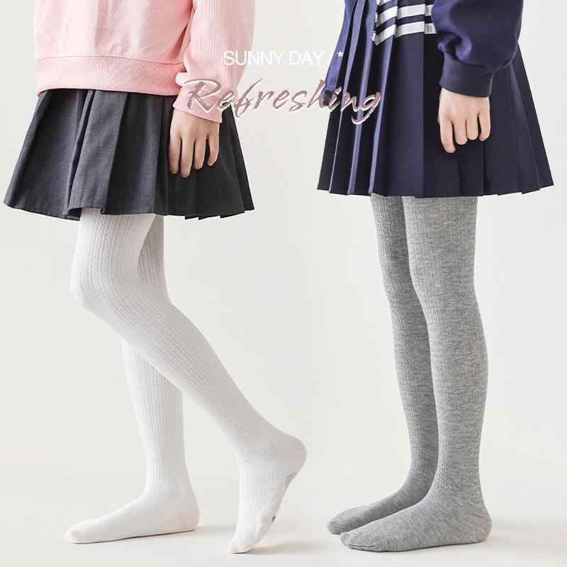 子供用レギンス ガールズ タイツ スパッツ リブ編み 春秋 薄手 スカートに合わせやすい コットン