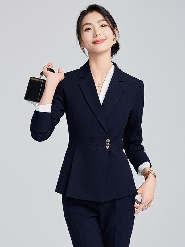 スーツ レディース 秋冬 ジャケット パンツ スカート セットアップ ポリエステル エレガント フォーマル オフィス ビジネス ホテル 受付 接客 営業 黒 グレー 紺 無地 S M L XL 2XL 3XL 4XL