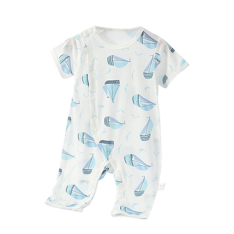 ベビー服 ロンパース 新生児 薄手コットン 半袖 長ズボン 男の子 女の子 カバーオール つなぎ 部屋着 ..