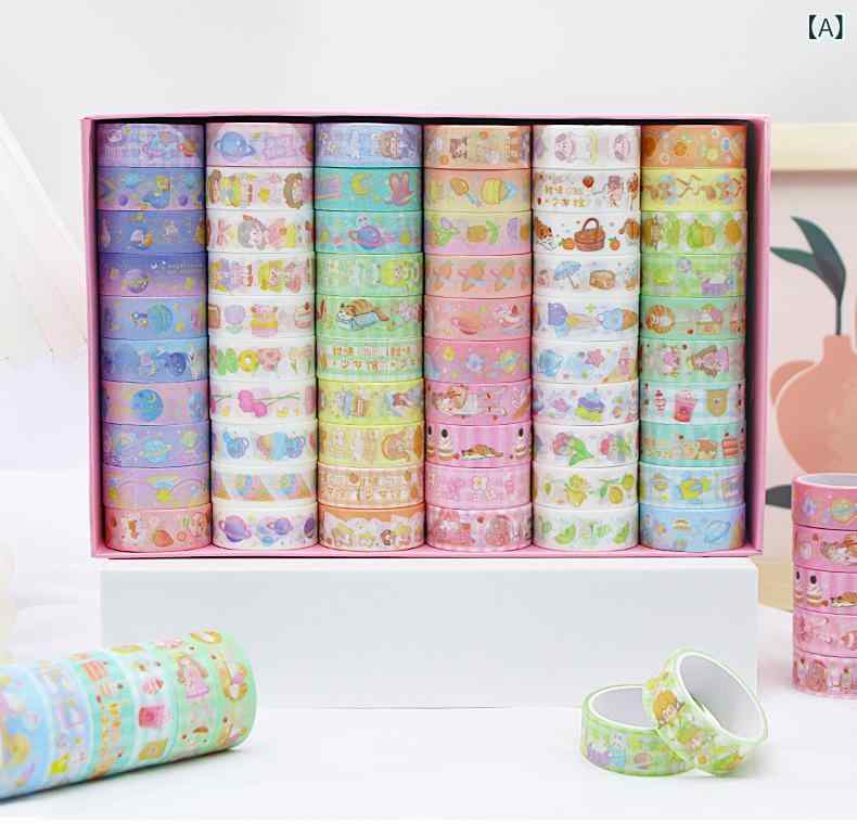 和紙テープ 子供 文具 DIY デコレーション アート かわいい パステルカラー 手帳 ギフト ラッピング 60巻