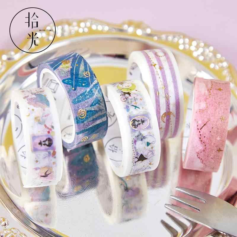 テープ ギフトボックス 春 青 箔押し アルバム 日記 DIY 24巻 和紙 多用途 幅1.5cm 5m