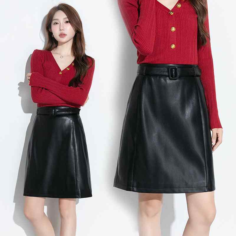 スカート レディース 膝丈 本革 ラムレザー Aラインスカート ミディアム丈 無地 カジュアル きれいめ ブラック ブラウン カーキ M L XL 2XL 3XL 4XL 5XL