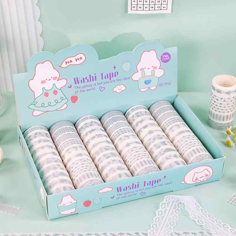 マスキングテープ 文具 DIY デコレーション ラッピング ギフト 白 金 60巻セット