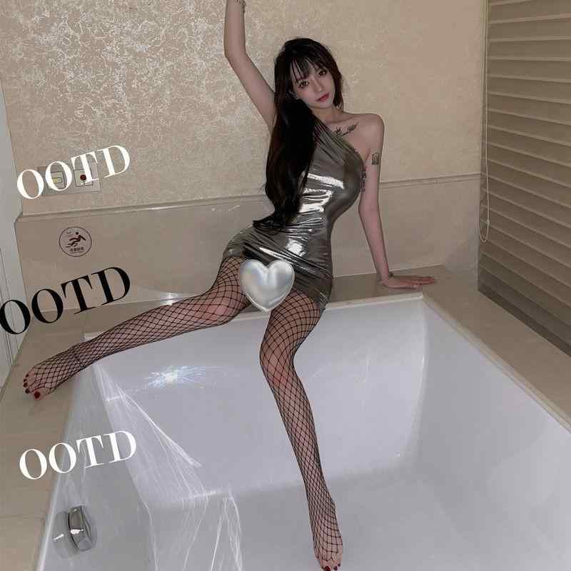 ワンピース レディース セクシー タイト ミニ 銀灰色 ホルターネック ギャザー入り ポリエステル ノー..