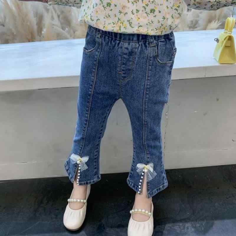 子供服 パンツ 女の子 ベルボトム スリット 秋冬 デニムパンツ 女児 キッズ 秋物 ジーンズ かわいい おしゃれ 8歳以上 140cm以上