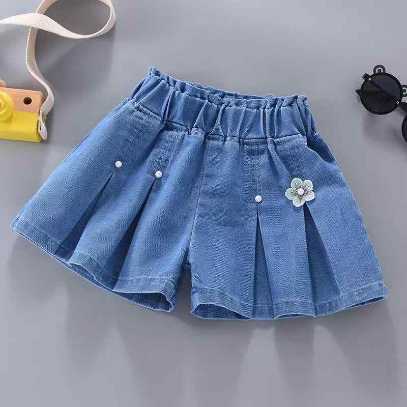子供服 デニムショートパンツ 女の子 夏 薄手 中大 детской ズボン 通園 普段着 かわいい 钉珠 ブルー系
