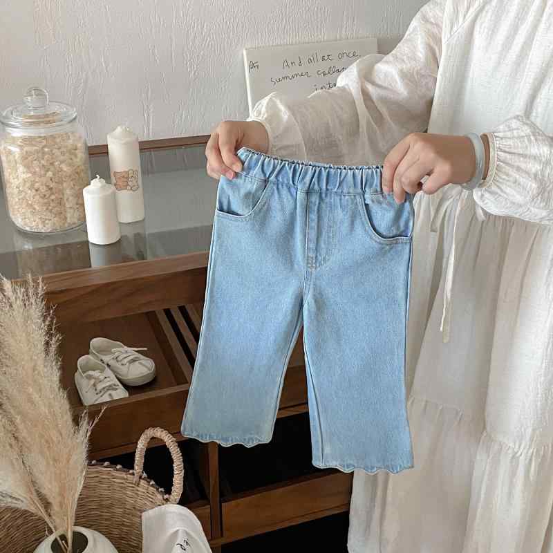 子供服 デニムパンツ 春秋 女の子 デニム ズボン カジュアルパンツ ウェーブエッジ 80cm 90cm 100cm 11..