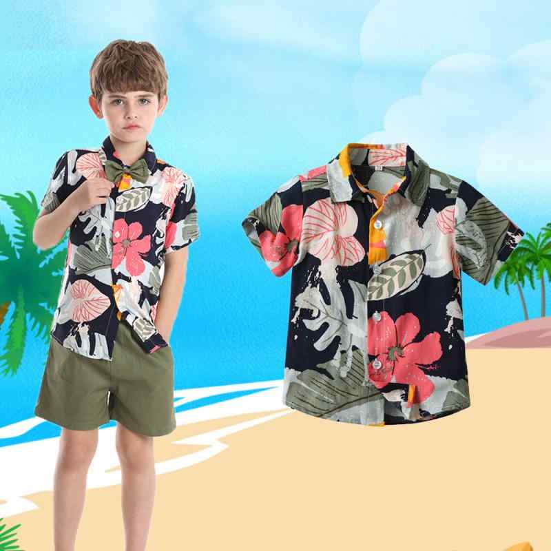 シャツ キッズ 男の子 親子 ペア アロハシャツ 半袖 花柄 リゾート 綿100% 子供 大人 おしゃれ かわい..
