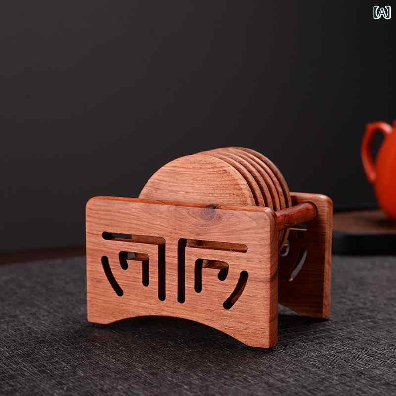 茶托 コースター 黒檀 花梨 木製 断熱 茶道 茶道具