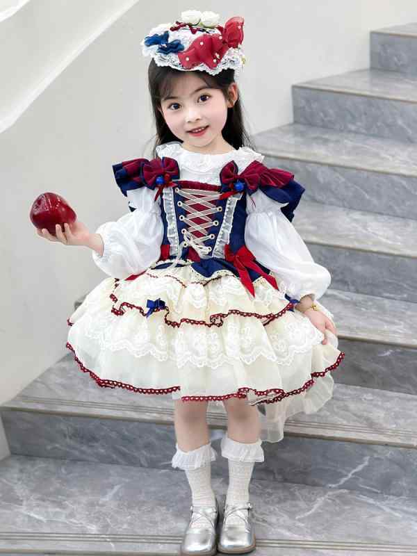 ワンピース 子供服 ロリータ 白雪姫 プリンセス 誕生日 ギフト ドレス パニエ付き 夏服 チュール スカ..