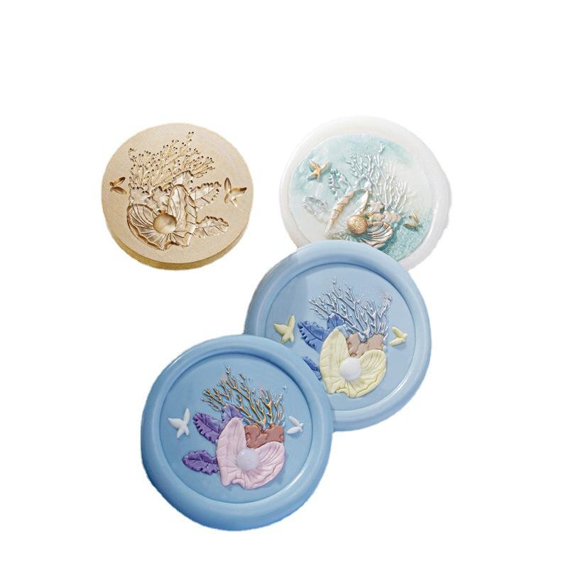 印鑑 レディース メンズ クリスマス 海モチーフ シーリングワックス スタンプ 封蝋 真鍮製 ギフト 海風..