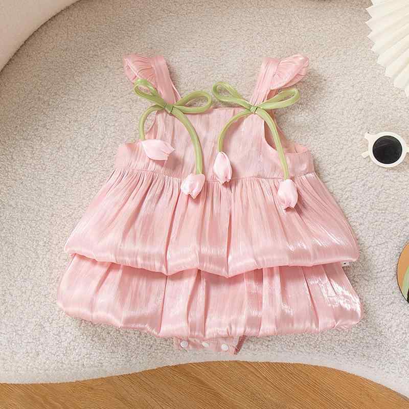 ベビー服 女の子 ワンピース 薄手 サロペット スカート 接触冷感 ハーレムパンツ ノースリーブ 春夏 66cm 73cm 80cm 90cm 100cm ピンク系 アイボリー