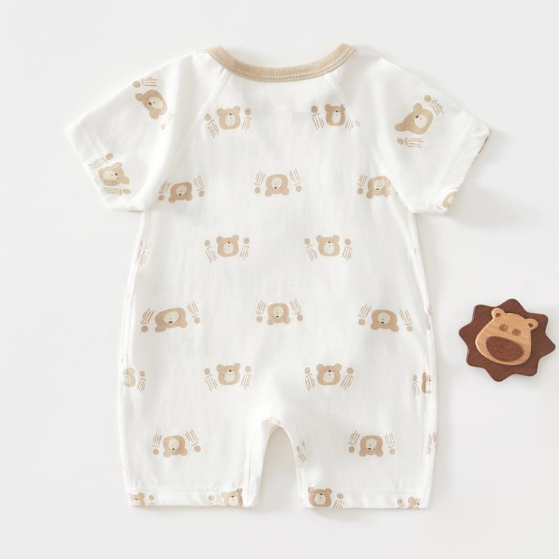 ベビー服 新生児 短袖ロンパース A类純綿 薄手 夏 男女兼用 かわいい クマ柄 斜めボタン 前開き 0歳 1歳 2ヶ月 3ヶ月 4ヶ月 5ヶ月 6ヶ月 7ヶ月 8ヶ月 9ヶ月 10ヶ月