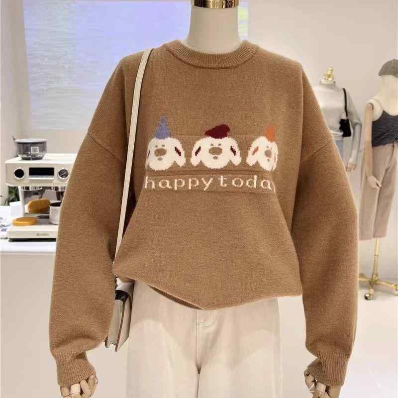 ニット・セーター キッズ 秋冬 厚手 ニット トップス 長袖 子供 服 女の子 男の子 丸首 かわいい 韓国風 カジュアル 普段着 部屋着