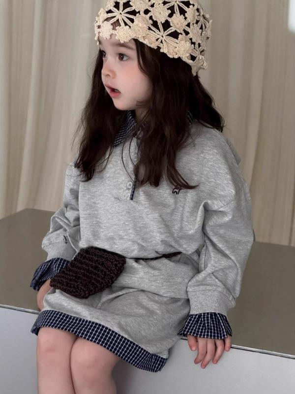 子供服 女の子 秋物 セットアップ 長袖 ポロシャツ スカート 上下セット チェック柄 かわいい おしゃれ..