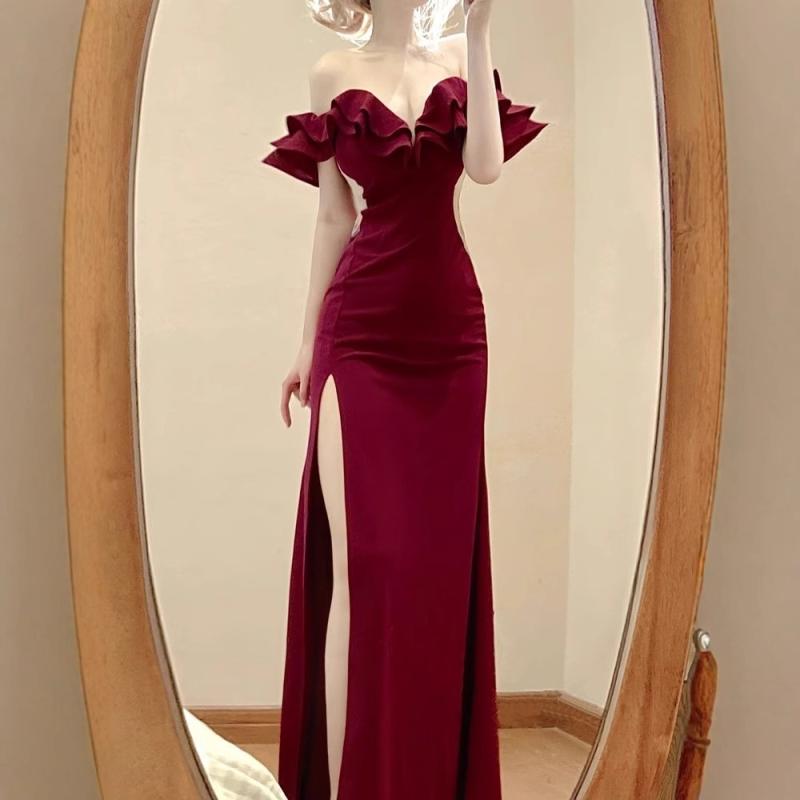 ワンピース レディース 超ロング丈 Aライン ノースリーブ イブニングドレス 高スリット ビスチェ ワン..