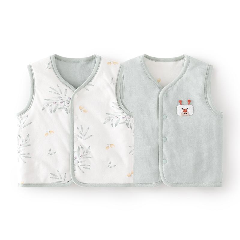 ベビー服 ベスト 秋冬 両面着用 中綿入り あったか コットン 新生児 赤ちゃん キッズ 子供 チョッキ か..