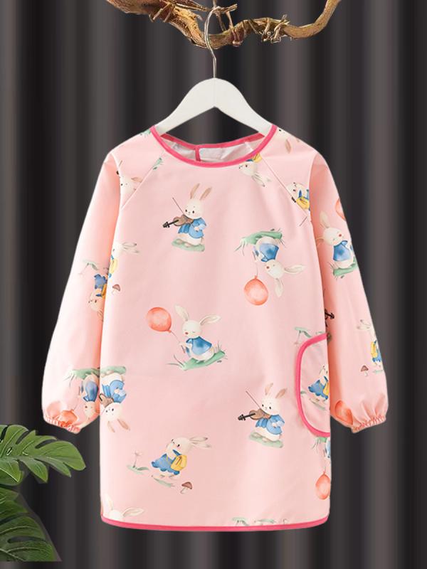 子供用エプロン 幼児用 防水 プレイウェア 長袖 食事用 絵画用 スモック 女の子 男の子 かわいい柄 幼稚園 保育園 85cm 90cm 95cm 100cm 110cm 120cm