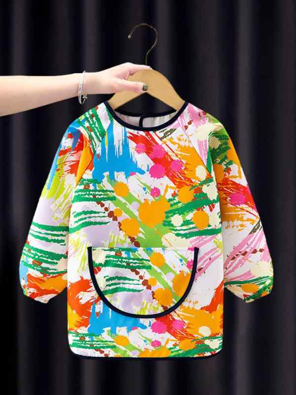 エプロン キッズ 子供 長袖 防水 お絵かき 幼稚園 小学生 書道 绘画 汚れ防止 反射材付き 80cm 90cm 10..