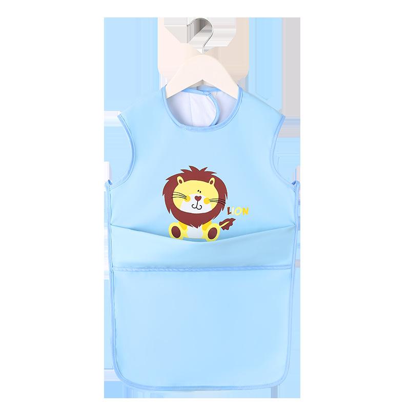 ベビー キッズ 防水 エプロン ノースリーブ 幼稚園 保育園 食事用 お絵かき用 汚れ防止 PU塗層生地 カ..