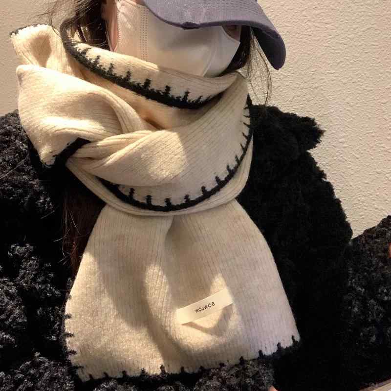 マフラー レディース かわいい 学生風 秋冬 シンプル 無地 保温 羊毛混紡 ショール ストール 灰色 ベー..