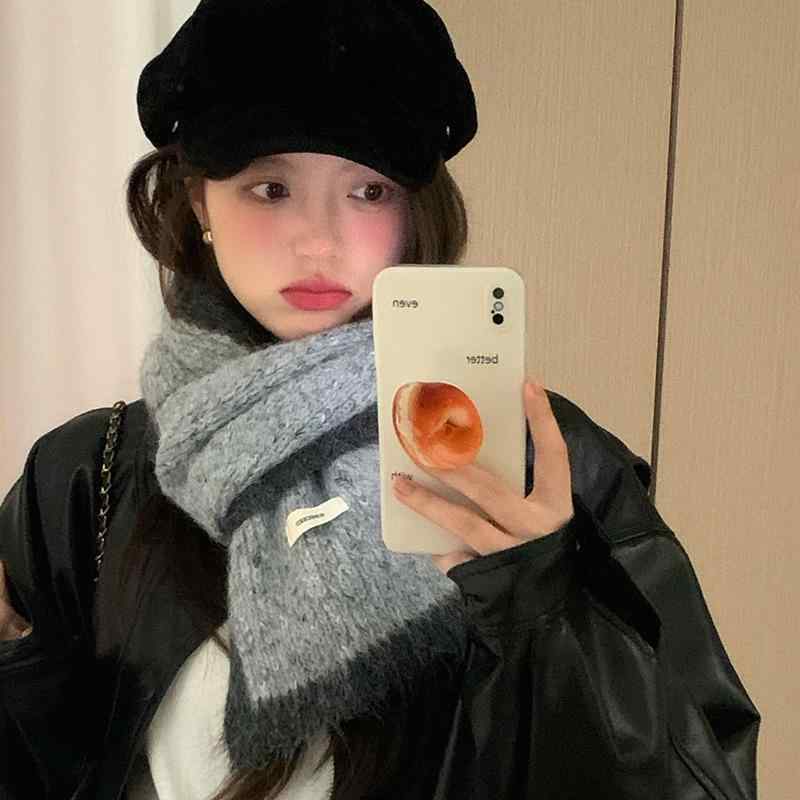 マフラー レディース 秋冬 保温 ニット 围脖 学生 防寒 通勤 通学 かわいい ミルクティー オートミール..