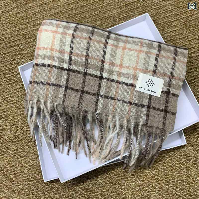 マフラー レディース 秋冬 韓国風 厚手 チェック柄 学生 あったか ショール ストール 防寒 65×180cm ポ..