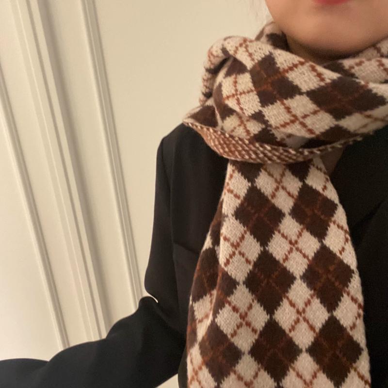 マフラー レディース 秋冬 ミラード風 フェイクカシミヤ チェック柄 高級感 百搭 ショール ストール 厚..