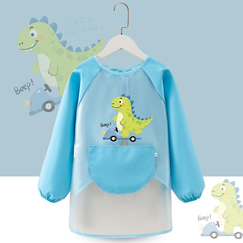 子供用エプロン キッズ 防水 撥水 長袖 スモック 図画工作 粘土遊び 幼稚園 保育園 かわいい カートゥーン柄 ポリエステル 男女兼用 春