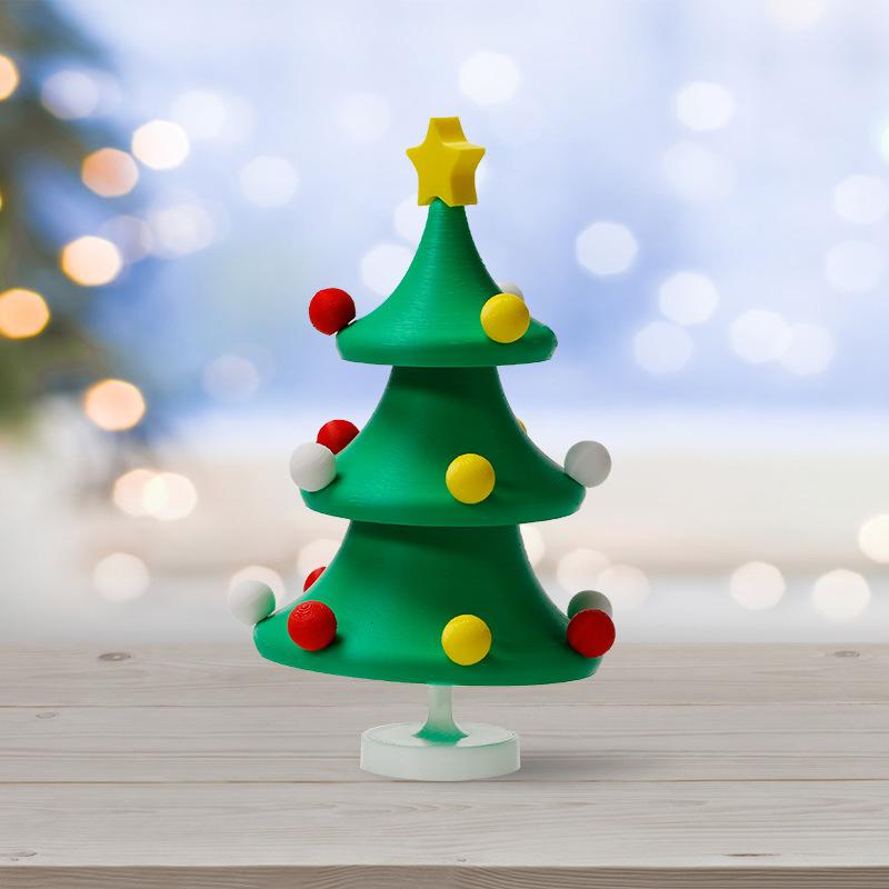 クリスマスツリー 3Dプリント 回転式 ミニサイズ デスク 卓上 解消 かわいい