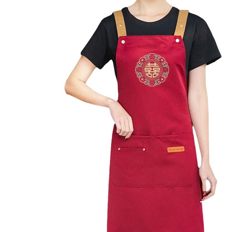 エプロン 結婚祝い 赤色 婚礼 慶事 汚れ防止 ポリエステル 綿 無袖 かっぽう着 母の日 敬老の日 ギフト..