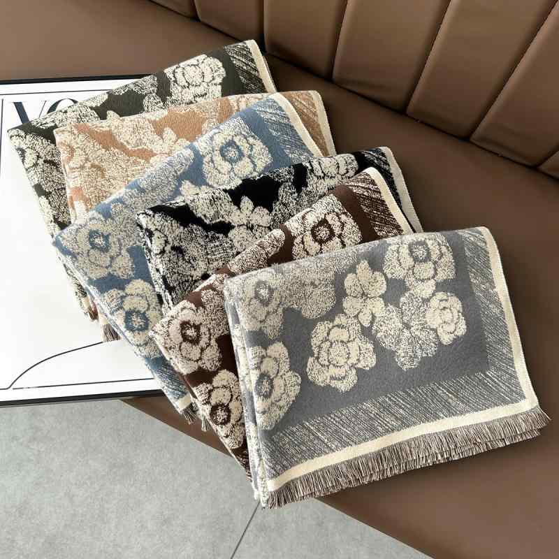 ストール レディース 秋冬 大判 花柄 カシミヤタッチ 厚手 あったか 暖かい 防寒 冷房対策 ひざ掛け 肩..