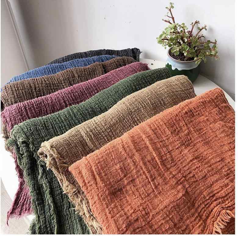 マフラー 秋冬 レディース ショール ストール 大判 薄手 綿麻 あたたかい 防寒 冷房対策 膝掛け ブラン..