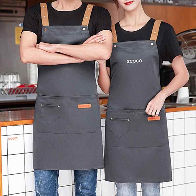 エプロン レディース 家庭用 防水 防油 汚れ防止 ワークエプロン カフェエプロン 作業用 無地 ポリエス..