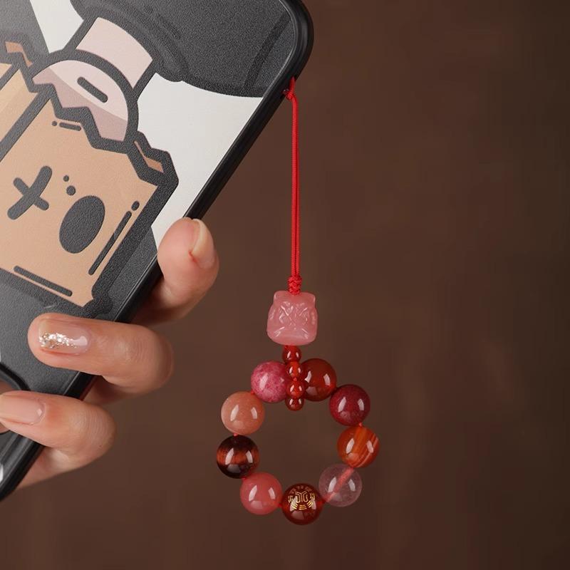 キーホルダー メンズ レディース 天然水晶 五行 陰陽 醒獅 バッグ チャーム 民族風 ストラップ 運気アップ ラッキーアイテム 金 木 水 火 土