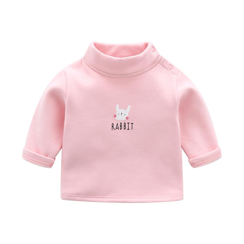 Tシャツ ベビー 男女兼用 秋冬 加絨裏起毛 新生児 高襟 トップス カットソー インナーシャツ 綿 66cm 73cm 80cm 90cm 100cm ホワイト ピンク グレー 杏色 オレンジ レッド